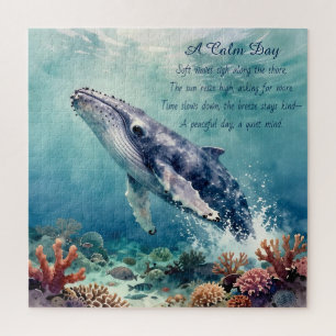 Puzzle Arte costero acuarela de ballena azul oceánica