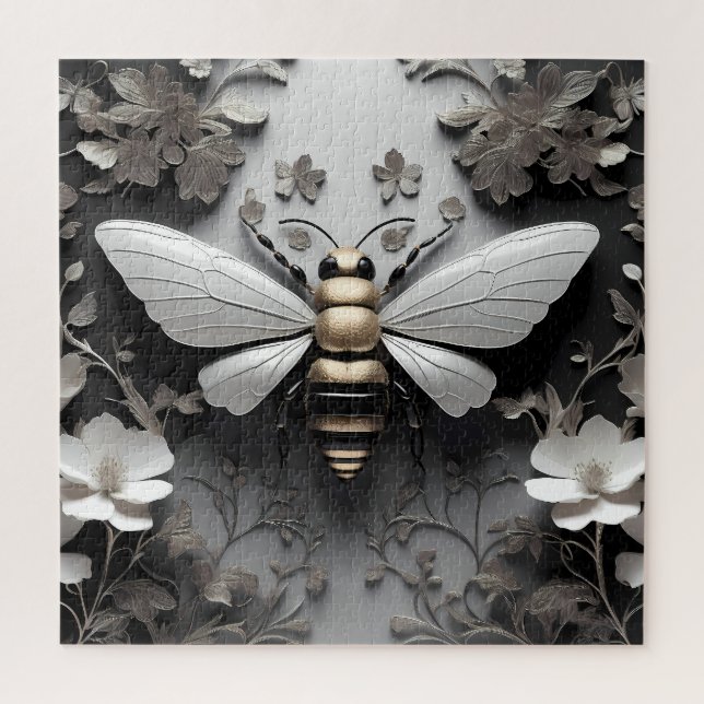 Puzzle Arte de abejas doradas geométricas (Vertical)