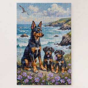 Puzzle Arte de acantilado costero del Lundehund noruego