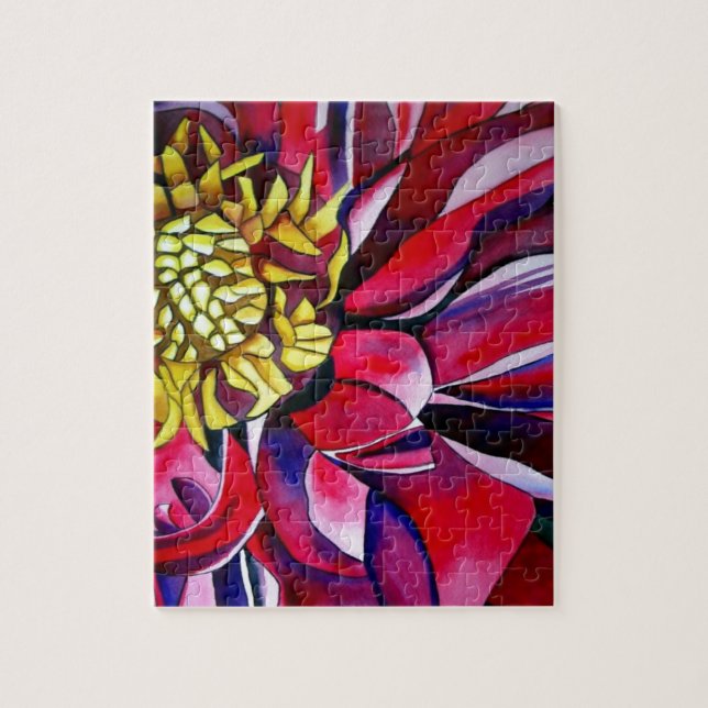 Puzzle Arte de acuarela abstracto original con flores de  (Vertical)