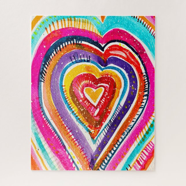 Puzzle Arte de acuarela de Heart Boho (Vertical)