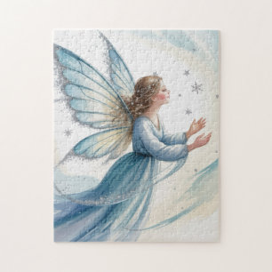 Puzzle Arte de acuarela de la hada de la nieve de inviern