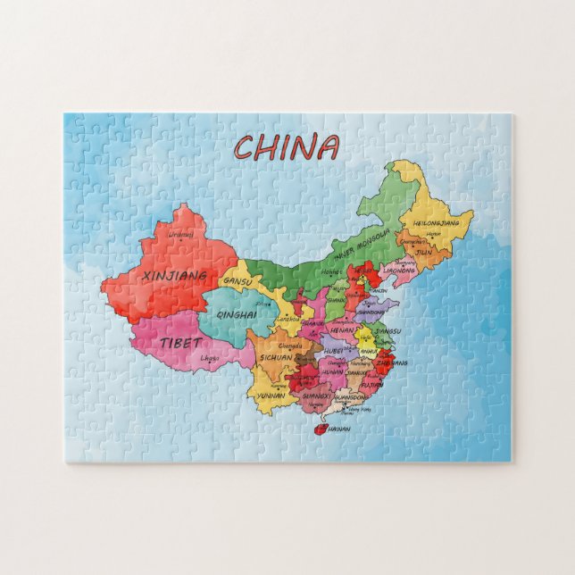 Puzzle Arte de acuarela de Mapa de China (Horizontal)