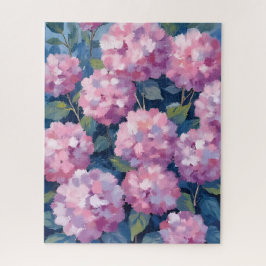 Puzzle Arte de Acuarela Floral Hortensias Rosa Rojizo