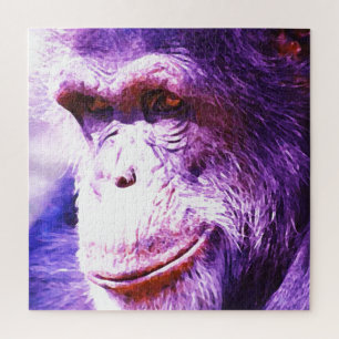 Puzzle Arte de animales salvajes chimpancés sonriente