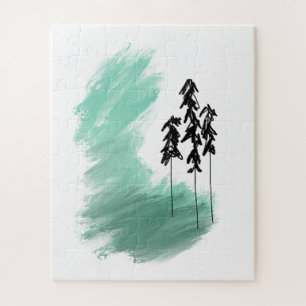 Puzzle arte de árbol verde escandinavo simple moderno men