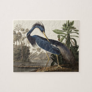 Puzzle Arte de ave de la garza de Louisiana vintage de Au