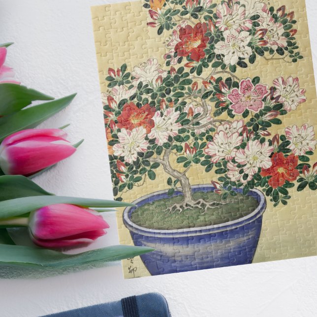 Puzzle Arte de Azalea Bonsai, un florecimiento japonés vi (Subido por el creador)