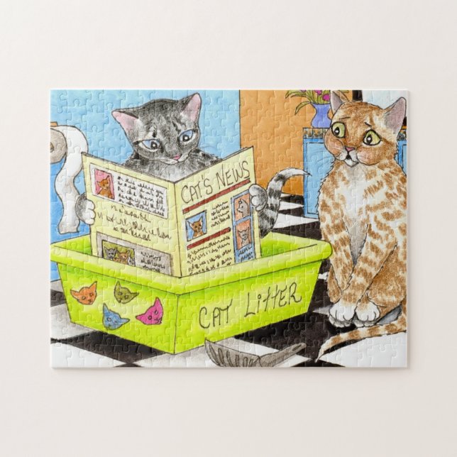 Puzzle Arte de baño divertido Cat 464 (Horizontal)