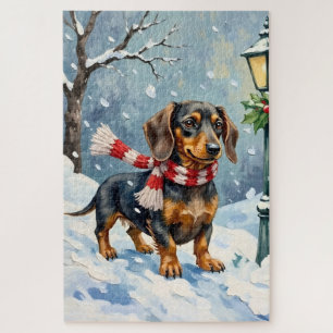 Puzzle Arte de bufanda de invierno acogedor cachorro de D