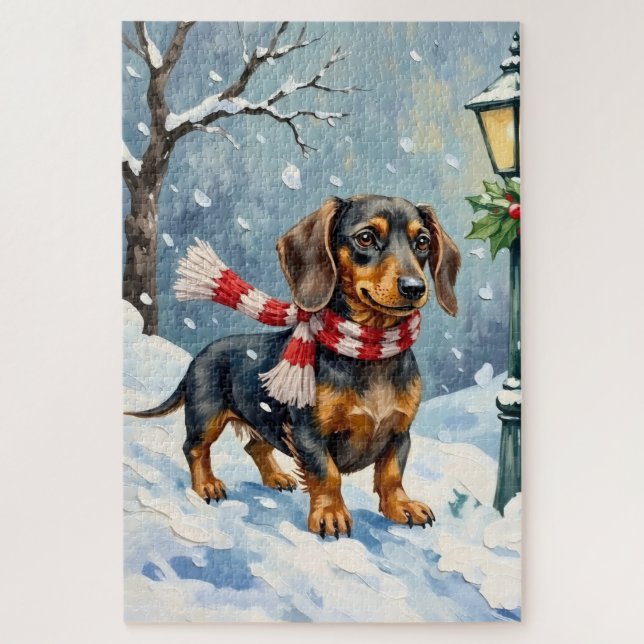 Puzzle Arte de bufanda de invierno acogedor cachorro de D (Vertical)