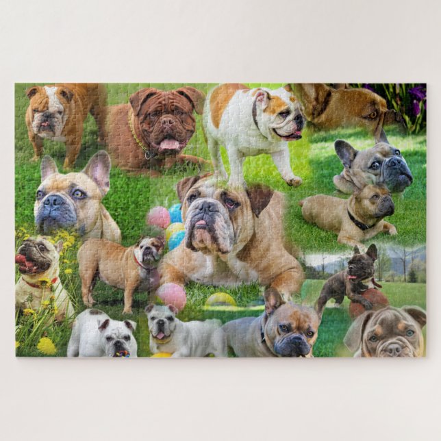 Puzzle Arte de Bulldoges Cutos | Perros de Collage de fot (Horizontal)