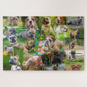 Puzzle Arte de Bulldoges pequeños Perros de Collage de f