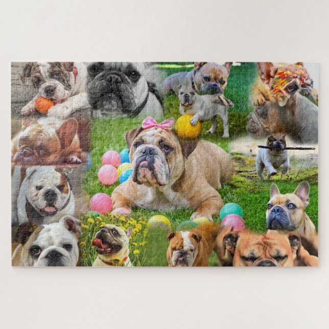 Puzzle Arte de Bulldoges pequeños| Perros de Collage de f (Horizontal)