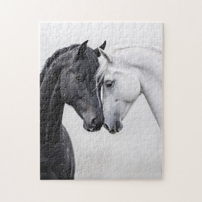 Puzzle Arte de caballos de Stallion en blanco y negro (Vertical)