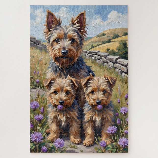 Puzzle Arte de Cairn Terrier en campo de brezo (Vertical)