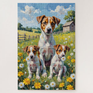 Puzzle Arte de campo de dientes de león Jack Russell