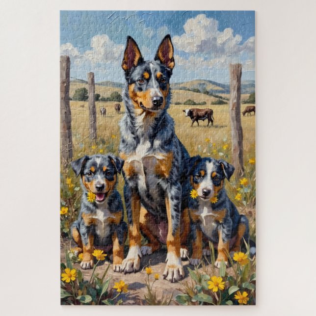 Puzzle Arte de campo salvaje de Blue Heeler (Vertical)