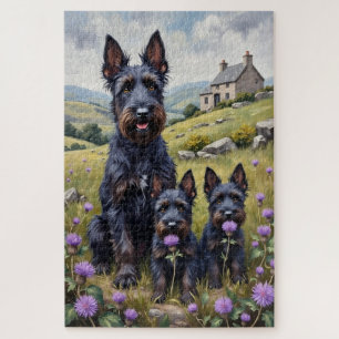 Puzzle Arte de Cardo de Terranova de Terrier Escocés