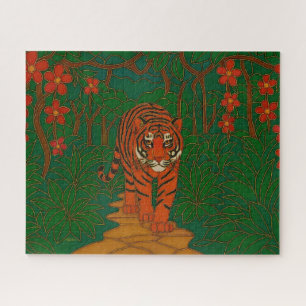 Puzzle Arte de cloisonne Tigre en el camino de la selva