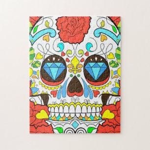 Puzzle Arte de cráneo colorido del Día de Muertos