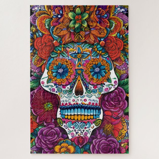 Puzzle Arte de Cráneo de Azúcar - Belleza Mesmerizadora (Vertical)