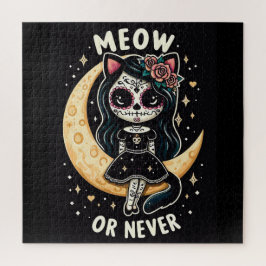 Puzzle Arte de Cráneo de Azúcar - Chica de Gatos Lunar - 