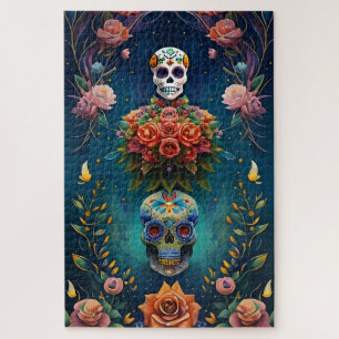 Puzzle Arte de Cráneo de Azúcar - Día de los Muertos Trad