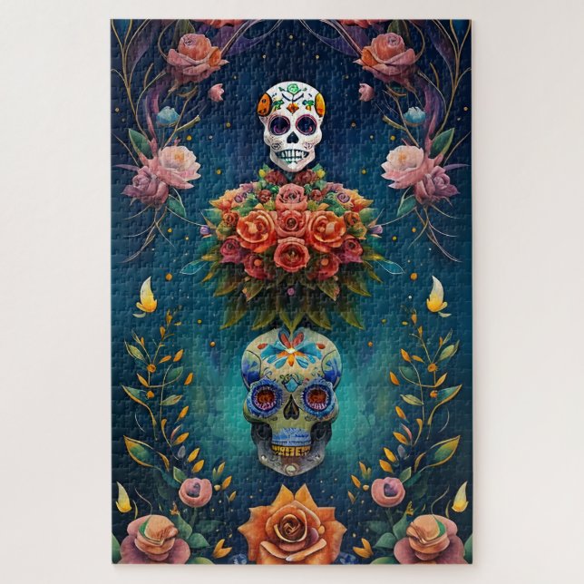 Puzzle Arte de Cráneo de Azúcar - Día de los Muertos Trad (Vertical)