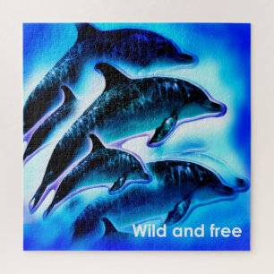 Puzzle Arte de delfines salvajes y libres