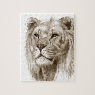 Puzzle Arte de dibujo a lápiz de león