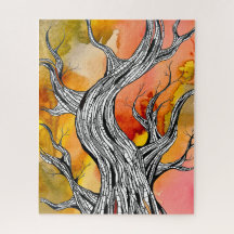 Arte de dibujo de pluma de árbol abstracto espeluz