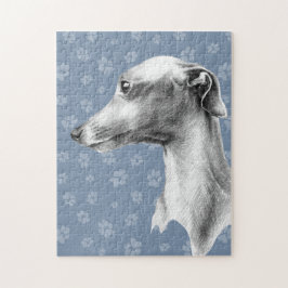 Puzzle Arte de dibujo del perro blanco de Greyhound itali