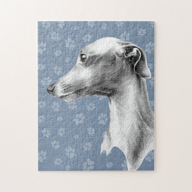 Puzzle Arte de dibujo del perro blanco de Greyhound itali (Vertical)