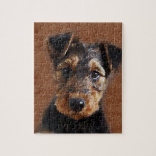 Puzzle Arte de Digitaces del perrito de Airedale Terrier