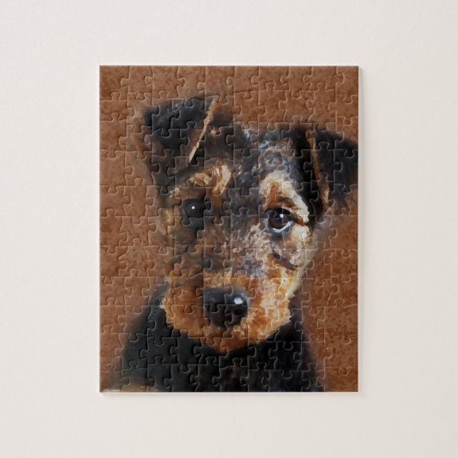 Puzzle Arte de Digitaces del perrito de Airedale Terrier (Vertical)