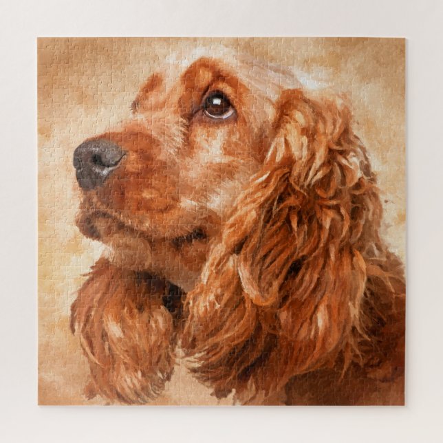Puzzle Arte de Digitaces del perro de cocker spaniel del (Vertical)
