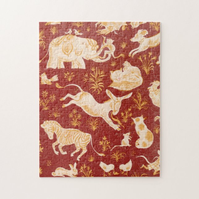 Puzzle Arte de diversos animales marrones (Vertical)