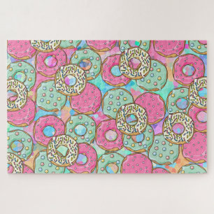 Puzzle Arte de donuts Verde azulados y rosas