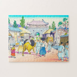 Puzzle Arte de escenario japonés en el mercado coreano Hi