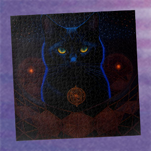 Puzzle Arte de Fantasía de Gato Negro Celestial Oscuro Mí