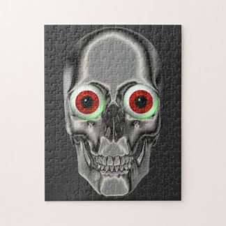 Puzzle Arte de fantasía de los ojos rojos del cráneo plat