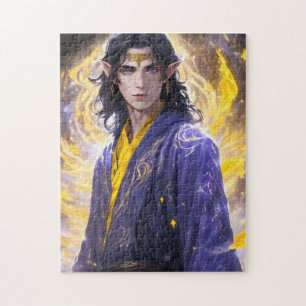 Puzzle Arte de fantasía mágica del mago de fuego élfico