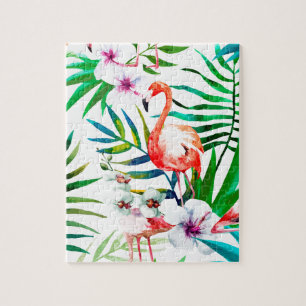 Puzzle Arte de flamingo tropical