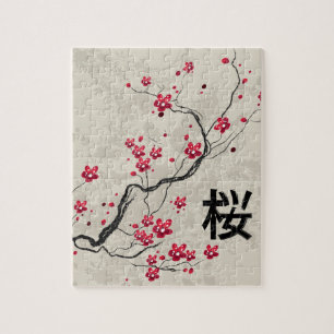 Puzzle Arte de flores de cerezo de estilo oriental