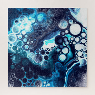 Puzzle Arte de fluidos de mármol azul y blanco