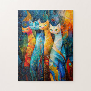 Puzzle Arte de gato cósmico con fondo estelar