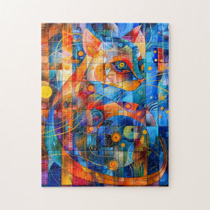 Puzzle Arte de gato cósmico con fondo estelar
