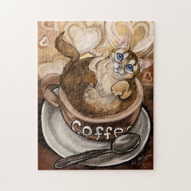 Puzzle Arte de gato para café (Vertical)