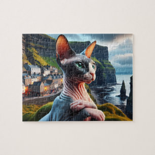 Puzzle Arte de gato Sphynx Acantilados de Moher Irlanda H